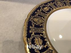 Royal Doulton porcelain dinner plate raised cobalt gold encrusted rim HB9772a