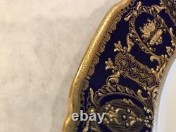 Royal Doulton porcelain dinner plate raised cobalt gold encrusted rim HB9772a
