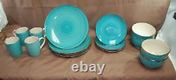Royal Norfolk Turquoise Blue Swirl Plates, Bowls & Mugs 16 Pieces New M5094