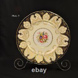 Royal Worcester 4 Dinner Plates 10 1/2 HandPainted Dark Cobalt withGold 1940-1941