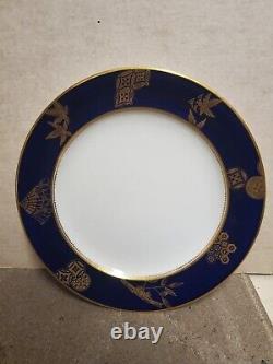Royal Worcester Antique 1876 Dinner Plate Asian Motifs Cobalt Blue & Gold
