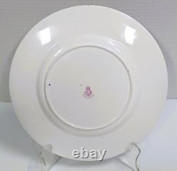 Royal Worcester Dinner Plates C2483 Cobalt Blue Raised Flowers Gold Scrolls (4)