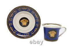 Royalty Porcelain 16-pc Dinner Set Maskarone, Greek Key Set For 4 (Blue)