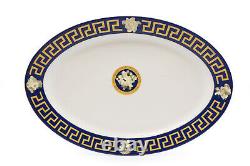 Royalty Porcelain 49-pc Dinner Set Medusa, Greek Key Banquet Set for 8 (Blue)