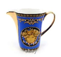 Royalty Porcelain Vintage 49-pc Dinnerware Set'Blue Medusa', Premium Bone China