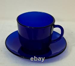 SAPHIR by ARCOROC VMC FRANCE 20 PIECE COBALT BLUE GLASS DINNERWARE NOS