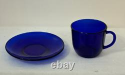 SAPHIR by ARCOROC VMC FRANCE 20 PIECE COBALT BLUE GLASS DINNERWARE NOS