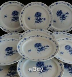 SET 12 Furstenberg Lottine German blue & white china porcelain DINNER PLATES