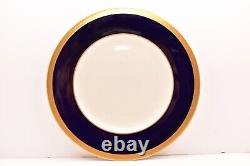 SET 4 Syracuse China Queen Anne Old Ivory Cobalt Blue & Gold Dinner Plates 10.25