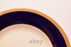 SET 4 Syracuse China Queen Anne Old Ivory Cobalt Blue & Gold Dinner Plates 10.25