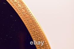 SET 4 Syracuse China Queen Anne Old Ivory Cobalt Blue & Gold Dinner Plates 10.25
