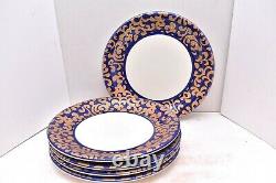 SET 5 Varm Ceramica F. Giorgi VAC29 Gold Scrolls Cobalt Blue 12 Dinner Plates