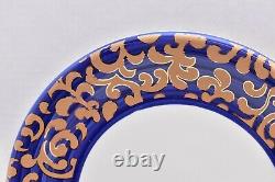 SET 5 Varm Ceramica F. Giorgi VAC29 Gold Scrolls Cobalt Blue 12 Dinner Plates