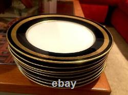 SET 8 Rosenthal EMINENCE 5107 Cobalt Blue Gold Laurel Dinner Plates 10 3/8 NICE