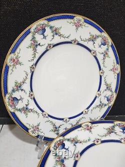 SET OF 11- Antique Royal Worcester ROSEMARY DINNER Plate 10.5 Cobalt Blue