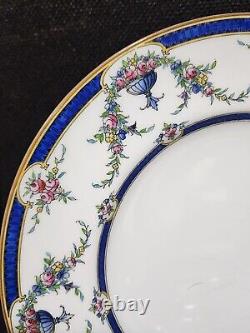 SET OF 11- Antique Royal Worcester ROSEMARY DINNER Plate 10.5 Cobalt Blue
