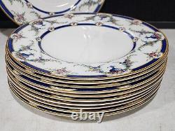 SET OF 11- Antique Royal Worcester ROSEMARY DINNER Plate 10.5 Cobalt Blue
