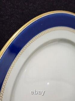 SET OF 12- Royal Copenhagen BLUE AND GOLD BORDER 306 Dinner Plates 10 3/4