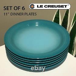 SET OF 6 New Le Creuset Stoneware 11 Dinner Plate Caribbean Blue Shiny 27CM
