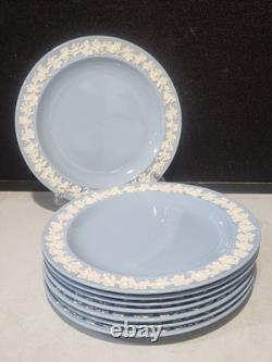 SET OF 8- Vintage Wedgwood Queensware Cream On Lavender (Blue) 10 DINNER PLATES