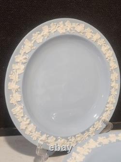 SET OF 8- Vintage Wedgwood Queensware Cream On Lavender (Blue) 10 DINNER PLATES