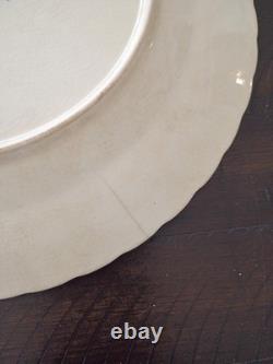 SET of 4-VTG 10 Plate Fluted Edge Blue White Transferware Stained Crazed Patina