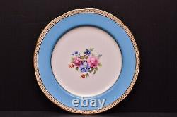 SET of 7 Antique Paragon Star Mark Blue Rim Floral Flower Dinner Plates