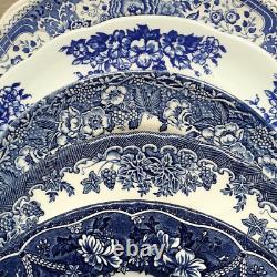 SIX Blue and White Plates/Dishes. Mismatched Blue & White Transferware Plates