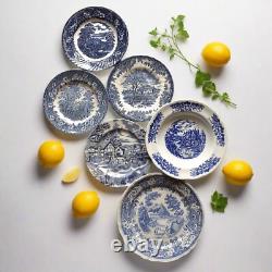 SIX Blue and White Plates/Dishes. Mismatched Blue & White Transferware Plates