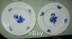 SIX ROYAL COPENHAGEN BLUE FLOWER BRAIDED-Salad Plates 8 1/4