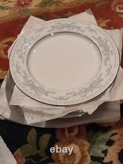 SOMERSET China by NL EXCEL Set of 8 DINNER Plates 10.25 Inch Blue Flower EUC