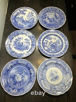 SPODE BLUE ROOM 10 3/8 DINNER PLATE COLLECTION SET OF 6 Made In England
