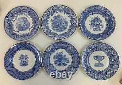 SPODE Blue Room Collection Dinner Plates 10.5 Boxed Set of 6 Different -England