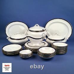 SPODE Consul Y7332 Dinner Service White Gold and Cobalt Blue 44 pcs