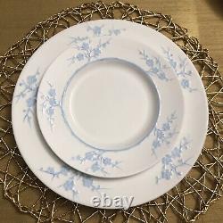 SPODE GEISHA- Lt Blue BLANCHE de CHINE Set Of 4 Dinner Plates & 4 Salad Plates