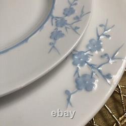 SPODE GEISHA- Lt Blue BLANCHE de CHINE Set Of 4 Dinner Plates & 4 Salad Plates