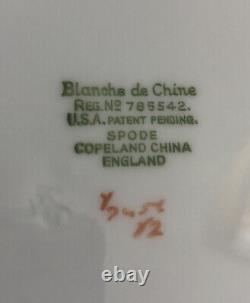 SPODE GEISHA- Lt Blue BLANCHE de CHINE Set Of 4 Dinner Plates & 4 Salad Plates