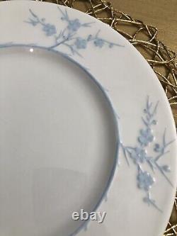 SPODE GEISHA- Lt Blue BLANCHE de CHINE Set Of 4 Dinner Plates & 4 Salad Plates