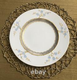 SPODE GEISHA- Lt Blue W Gold BLANCHE de CHINE Dinner Plates Set of 4