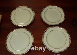 SPODE STAFFORD BLUE LEAF 10 1/2 DINNER PLATES GOLD & BLUE SCALLOPED Set of 8