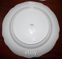 SPODE STAFFORD BLUE LEAF 10 1/2 DINNER PLATES GOLD & BLUE SCALLOPED Set of 8