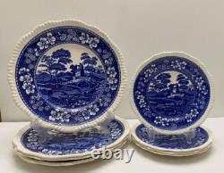 SPODE TOWER BLUE Dinner Plate (x4) and Salad Plate (x4) EUC Old Mark GADROON