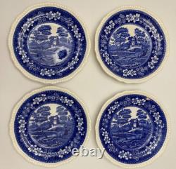 SPODE TOWER BLUE Dinner Plate (x4) and Salad Plate (x4) EUC Old Mark GADROON