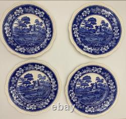 SPODE TOWER BLUE Dinner Plate (x4) and Salad Plate (x4) EUC Old Mark GADROON