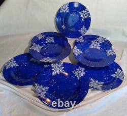 STUDIO 33 Dinner Plates SNOWFLAKE 10.5 Blue Set of 8 Christmas Holiday