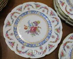 Schumann Dresden flowers blue verg dinner plates set of 8 large 1930s