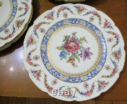 Schumann Dresden flowers blue verg dinner plates set of 8 large 1930s