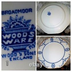 Serves 4 Wood & Sons Enoch Woodsware Broadmoor Blue England 10 Dinner Plates