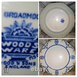 Serves 4 Wood & Sons Enoch Woodsware Broadmoor Blue England 10 Dinner Plates