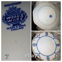 Serves 4 Wood & Sons Enoch Woodsware Broadmoor Blue England 10 Dinner Plates